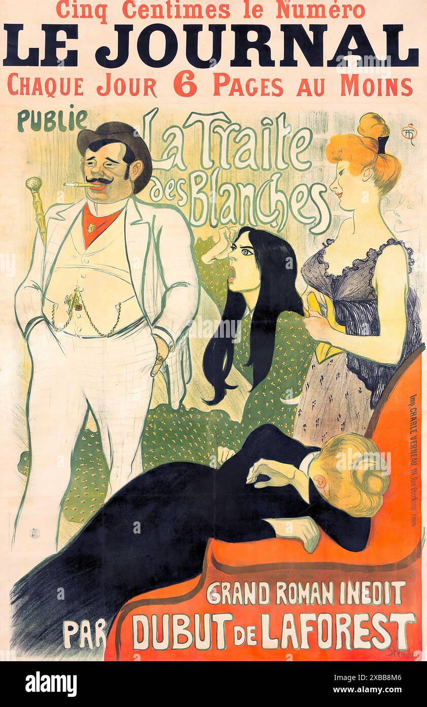 STEINLEN Théophile-Alexandre (1859-1923) - le Journal la traite des blanches (White Slavery) 1899 - couverture Vintage Illustrated Magazine Banque D'Images