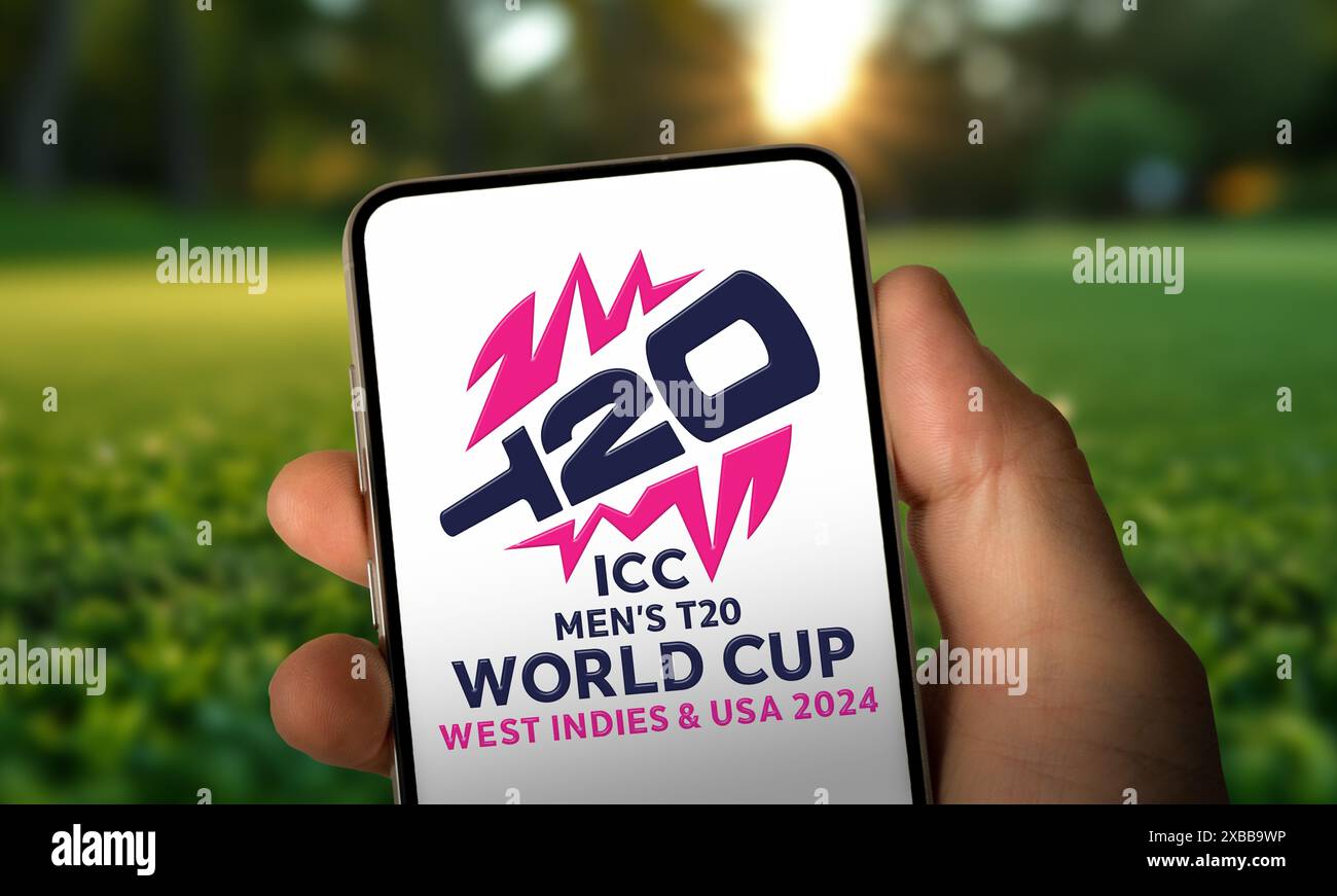 La Coupe du monde ICC T20 masculine en 2024 a disparu sur appareil mobile Banque D'Images