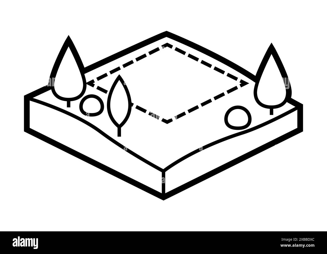 Tracé de l'icône de terrain dans le style isométrique. Image immobilière pour site Web, application, logo, conception d'interface utilisateur. Illustration de Vecteur