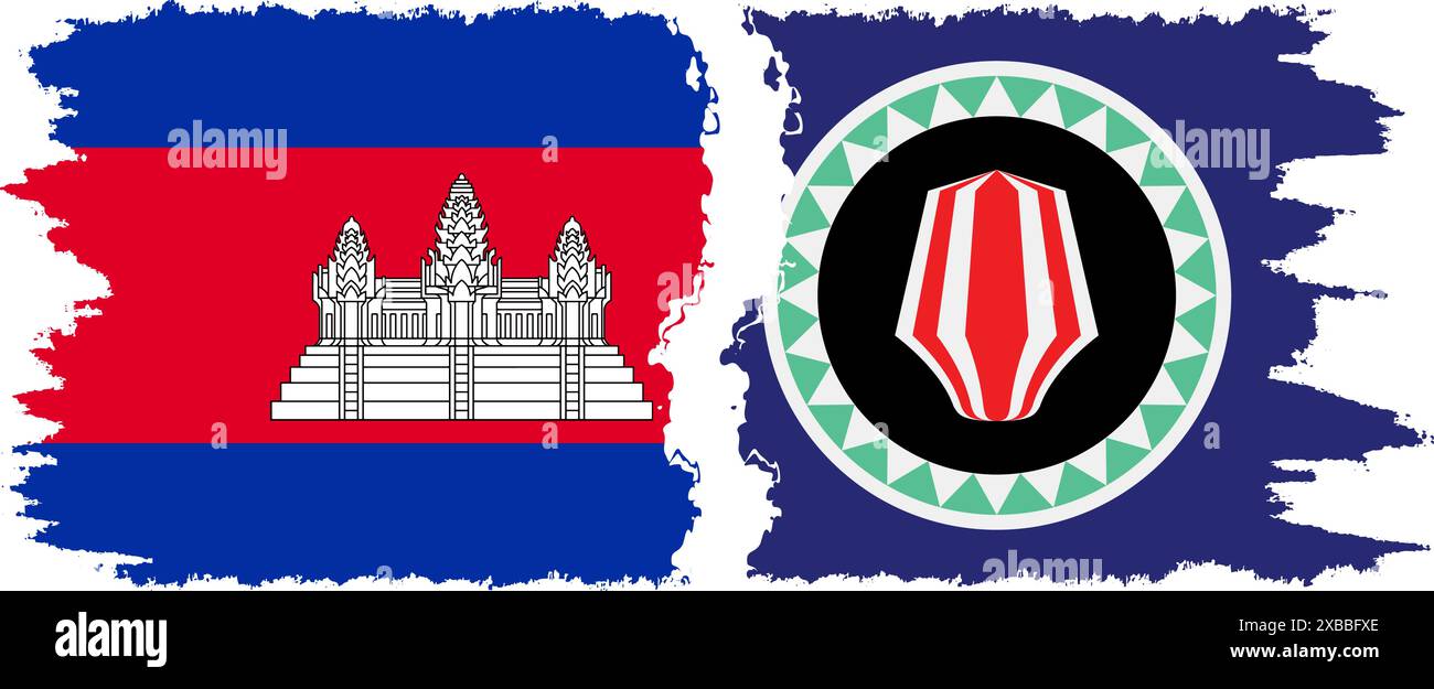Bougainville et Cambodge grunge drapeaux connexion, vecteur Illustration de Vecteur
