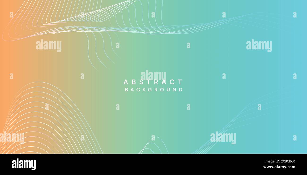 Abstrait orange-ciel bleu numérique future Technology fond de ligne géométrique fluide. Sarcelle, fond de bannière Web de lignes de vagues lisses de gradient rouge océan Illustration de Vecteur