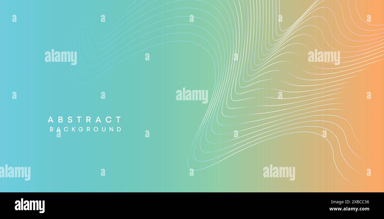 Abstrait orange-ciel bleu numérique future Technology fond de ligne géométrique fluide. Sarcelle, fond de bannière Web de lignes de vagues lisses de gradient rouge océan Illustration de Vecteur