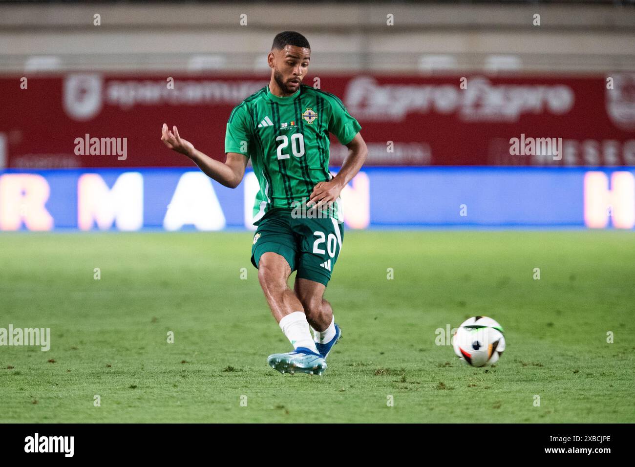 Murcie, Espagne. 11 juin 2024. LE JOUEUR DÉFENSEUR D'IRLANDE DU NORD BRODIE SPENCER PENDANT LE MATCH IRLANDE DU NORD vs ANDORRE, match amical de l'UEFA, Nueva Condomina Stadium, Murcie, région de Murcie, 11 juin 2024 crédit : Pascu Méndez/Alamy Live News Banque D'Images