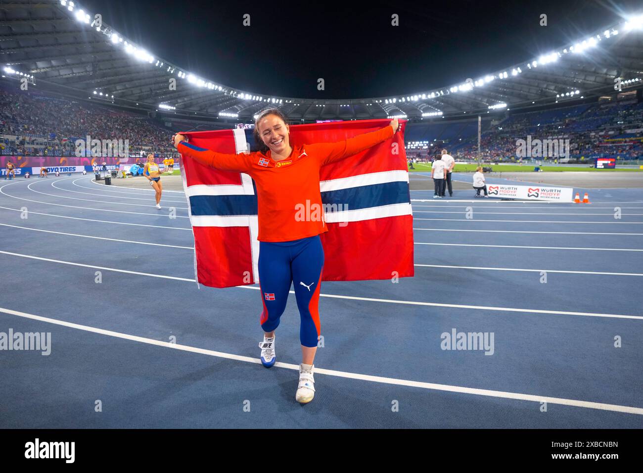 Rome, Italie 20240611. Marie-Thérèse Obst en finale du javelot lors des Championnats d'Europe d'athlétisme 2024 au stade olympique de Rome. Photo : Heiko Junge / NTB Banque D'Images