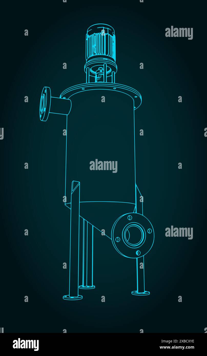 Illustration vectorielle stylisée du mélangeur de réservoir industriel Illustration de Vecteur