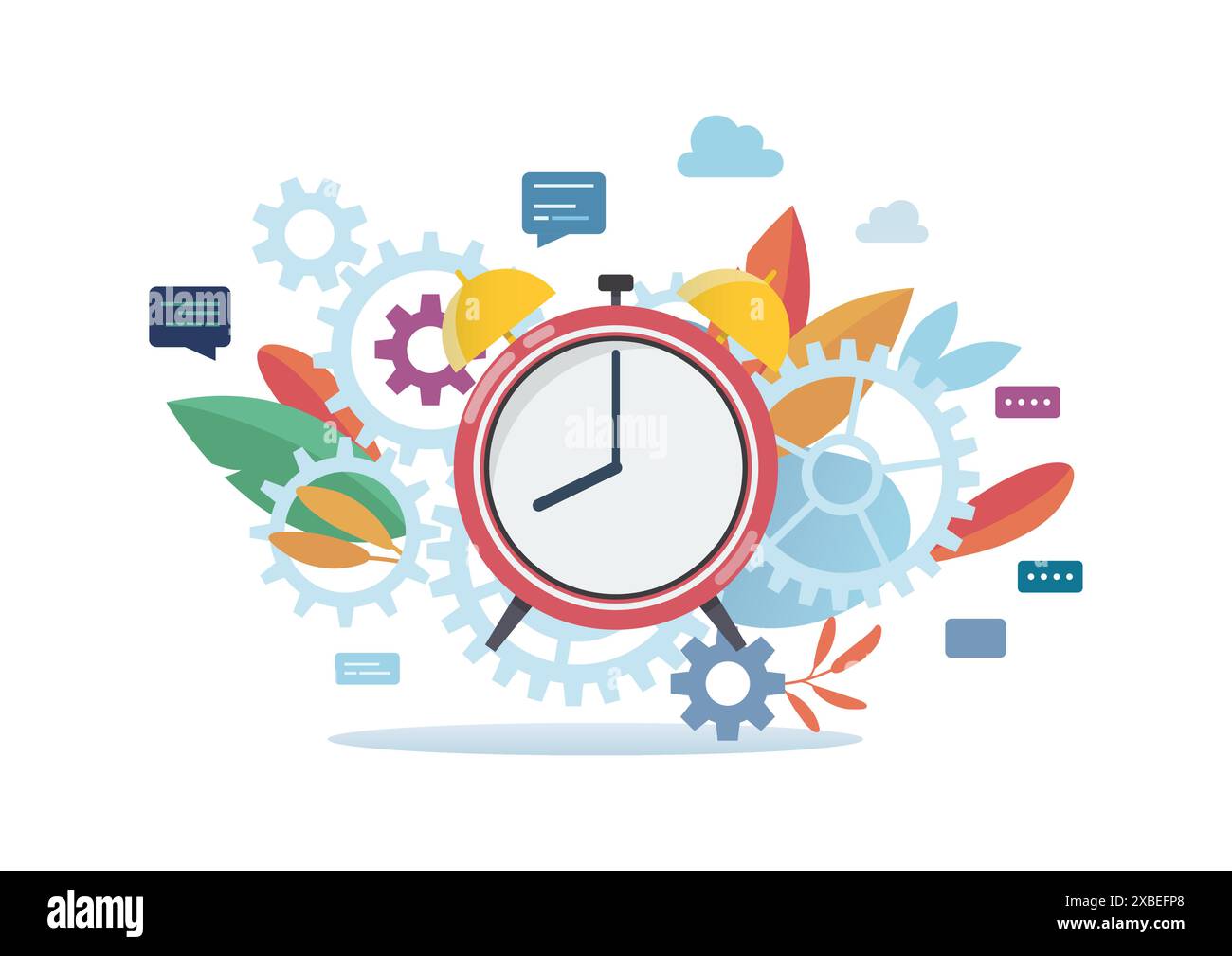 Petits gens d'affaires avec réveil style plat. concept d'entreprise d'illustration vectorielle Illustration de Vecteur