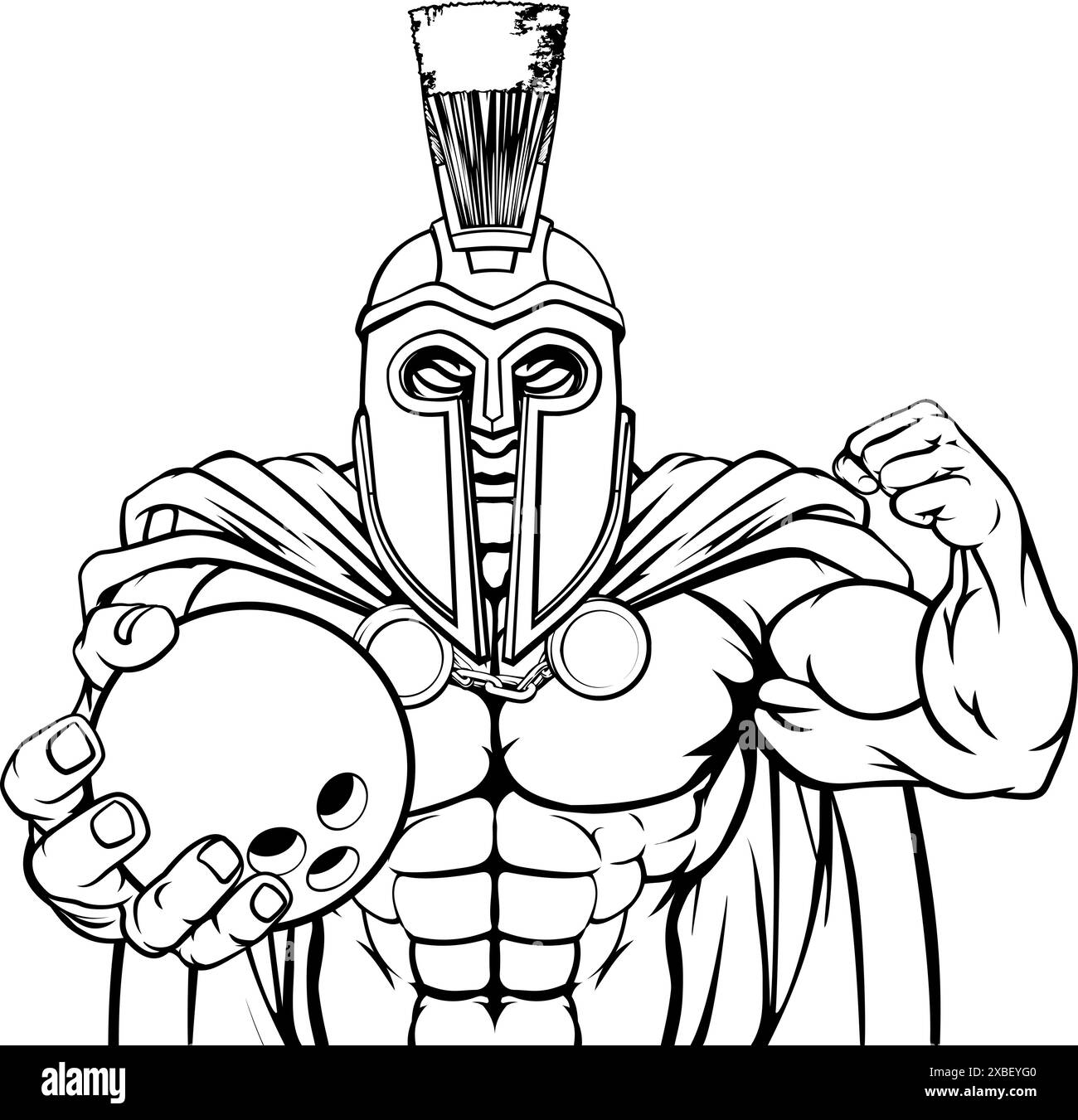Trojan Spartan Sports Bowling Mascot Illustration de Vecteur