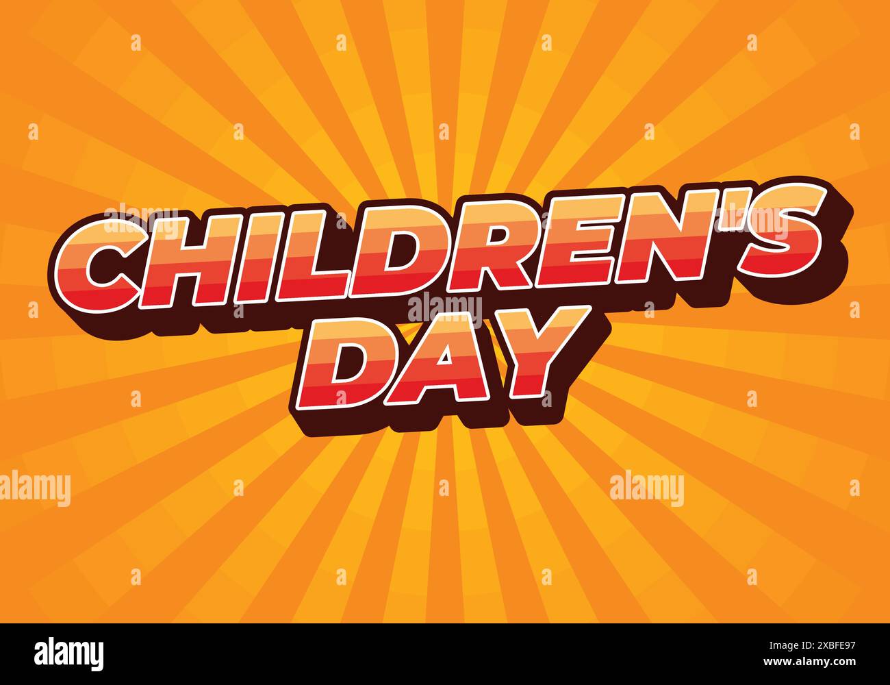 Journée des enfants. Conception d'effet de texte dans de bonnes couleurs avec un style 3D. Illustration de Vecteur