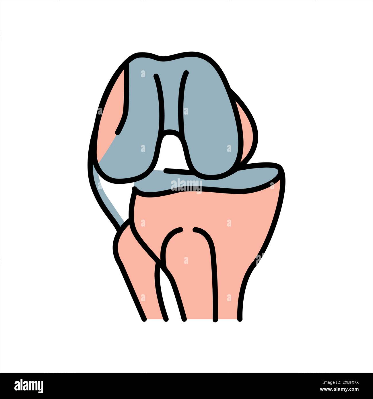 Icône de couleur de la ligne de genou disloquée. Signe de blessures domestiques pour la page Web, l'application mobile, le bouton, le logo. Bouton isolé de vecteur. Contour modifiable. Illustration de Vecteur