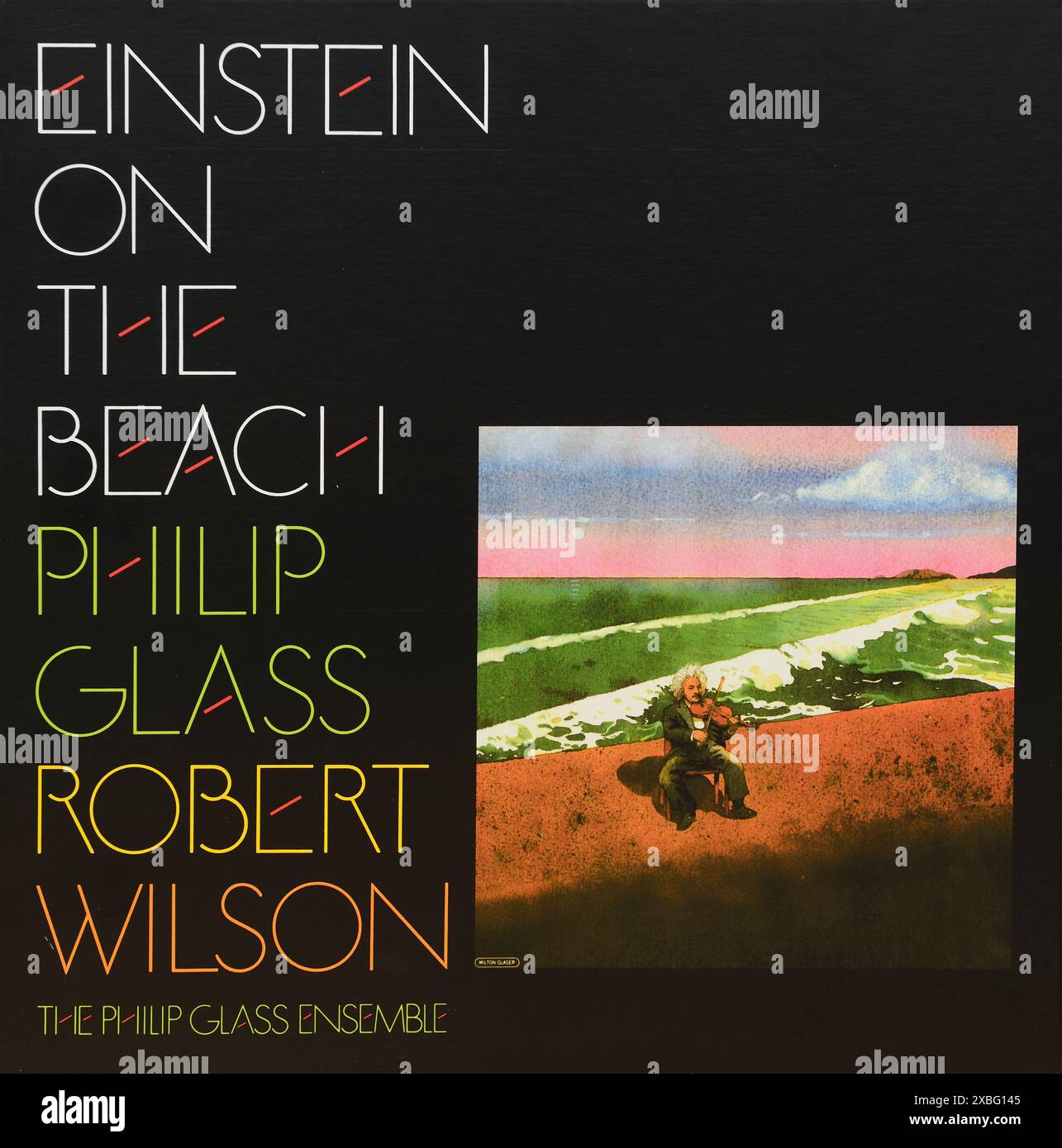 Couverture de disque vinyle vintage. Philip Glass et Robert Wilson-Einstein sur la plage 1979 Banque D'Images