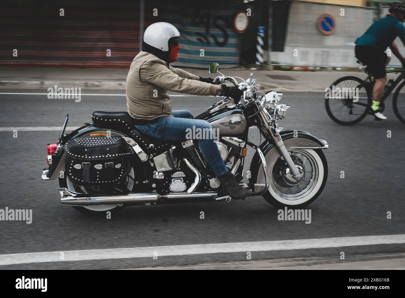 Italie, 09 juin 2024 : motos de la légendaire marque Harley Davidson exposées au RALLYE EUROPÉEN H.O.G. de Senigallia Ancona Marche Banque D'Images