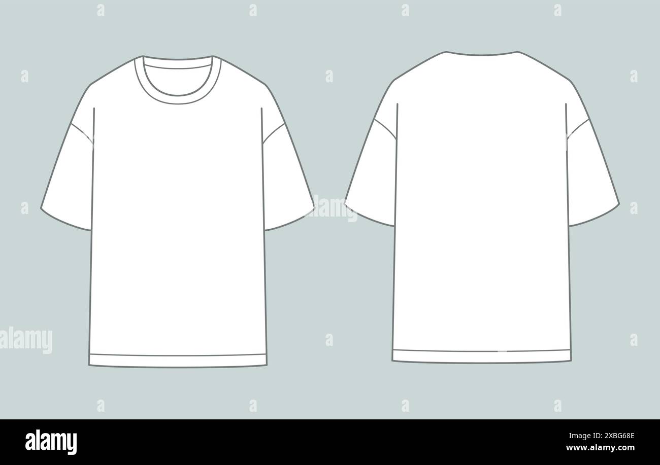 Modèles de ligne t-shirts simples. Vue avant et arrière. Illustration vectorielle Illustration de Vecteur