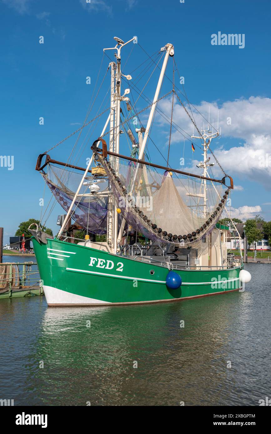 Géographie / voyage, Allemagne, basse-Saxe, crevettier au port, Fedderwardersiel, ADDITIONAL-RIGHTS-LEARANCE-INFO-NOT-AVAILABLE Banque D'Images