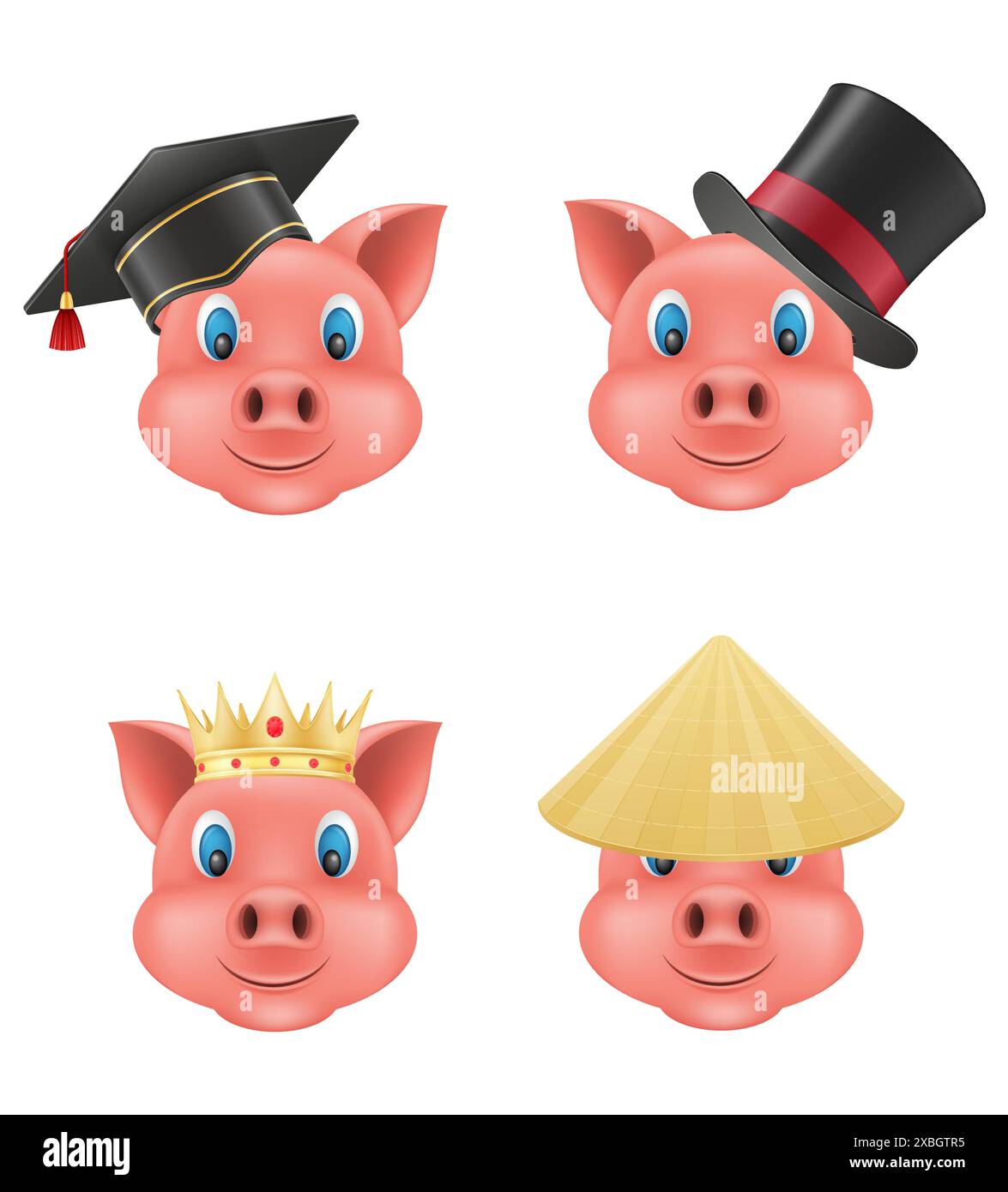 pig museau emoji sticker illustration vectorielle isolé sur fond blanc Illustration de Vecteur