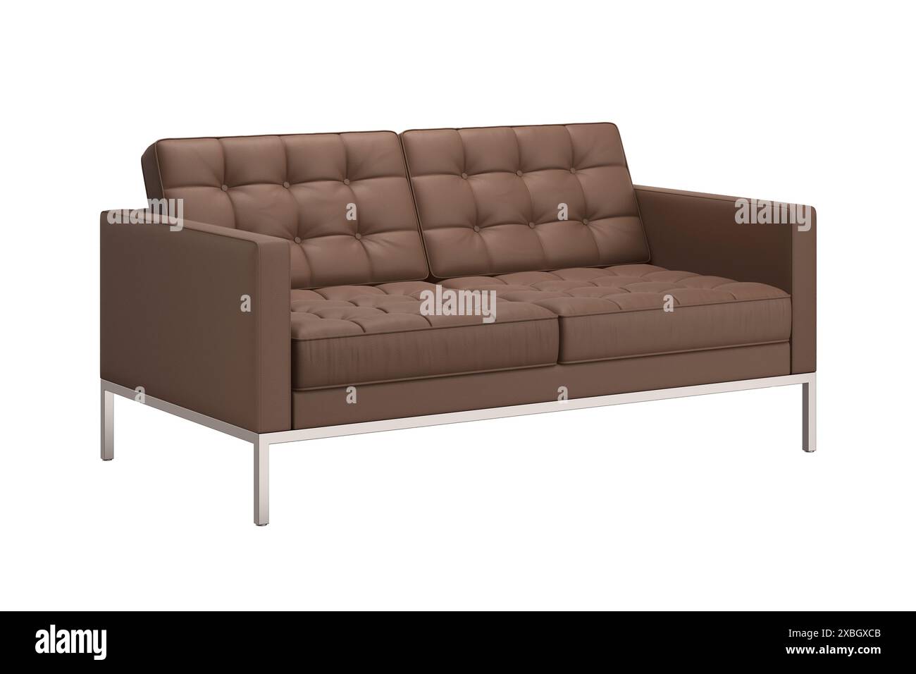 Rendu 3d du canapé décontracté Florence Knoll _ cuir naturel Banque D'Images