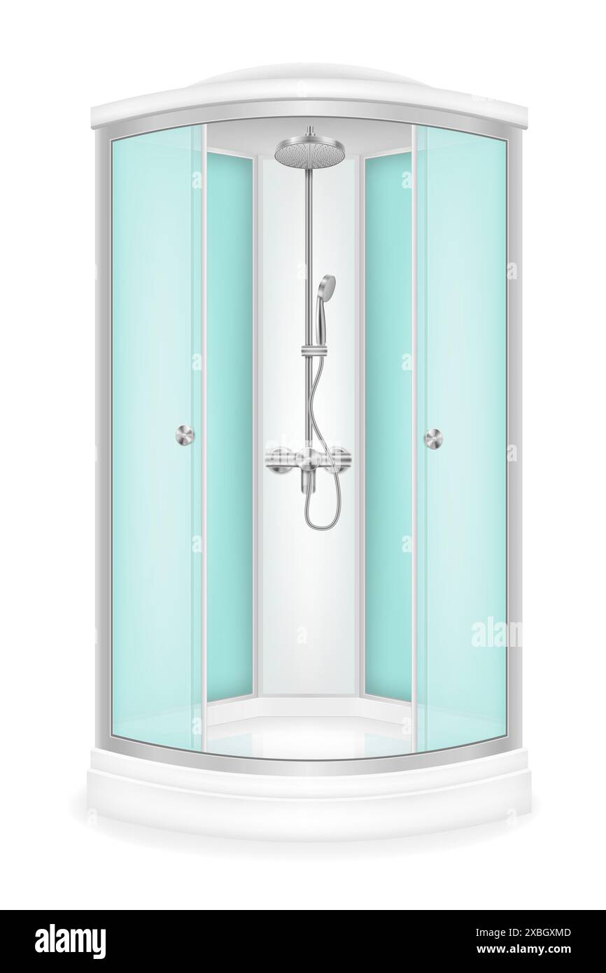 cabine de douche avec portes vitrées illustration vectorielle isolée sur fond blanc Illustration de Vecteur