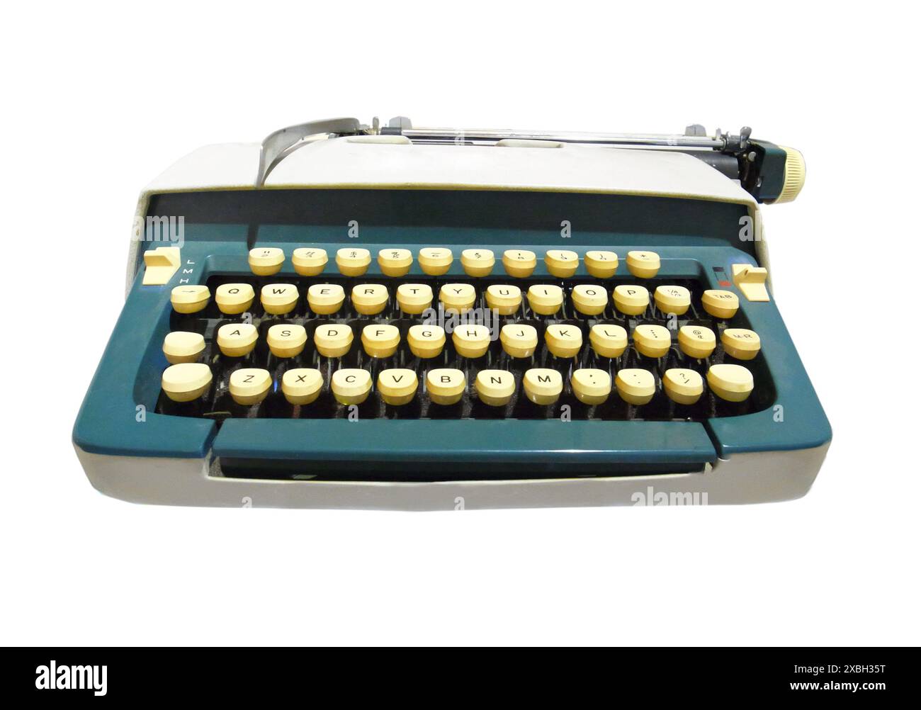 machine à écrire sur un fond blanc Banque D'Images