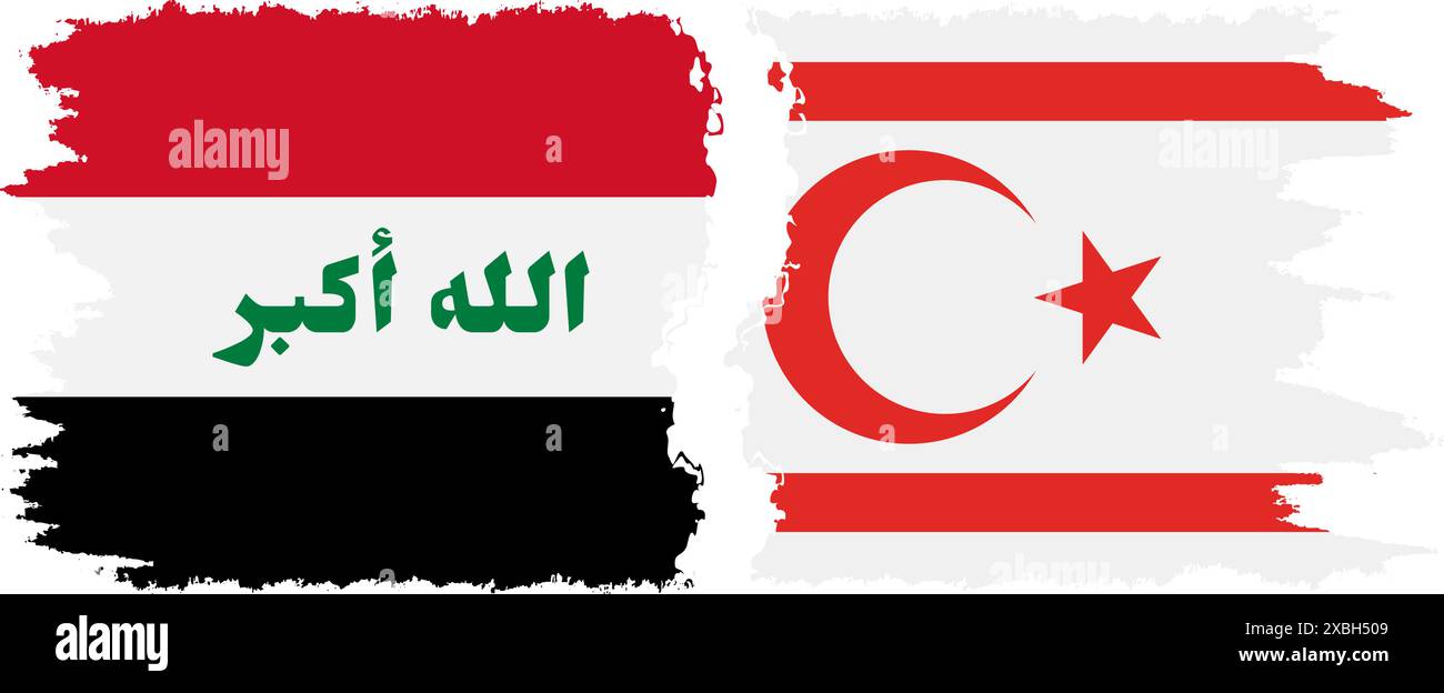 République turque de Chypre du Nord et Irak grunge drapeaux connexion, vector Illustration de Vecteur