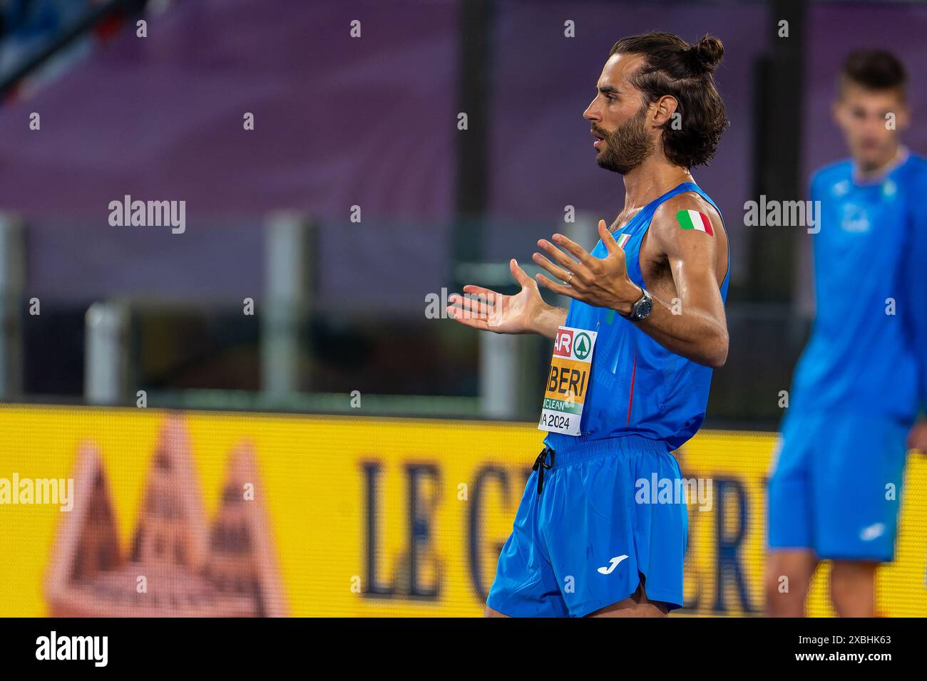 ROME, ITALIE - 11 JUIN : Gianmarco Tamberi, Italien, participe au championnat d'Europe d'athlétisme - Rome 2024 au Stadio Olimpico le 11 juin 2024 à Rome, Italie. (Photo de Joris Verwijst/BSR Agency) Banque D'Images