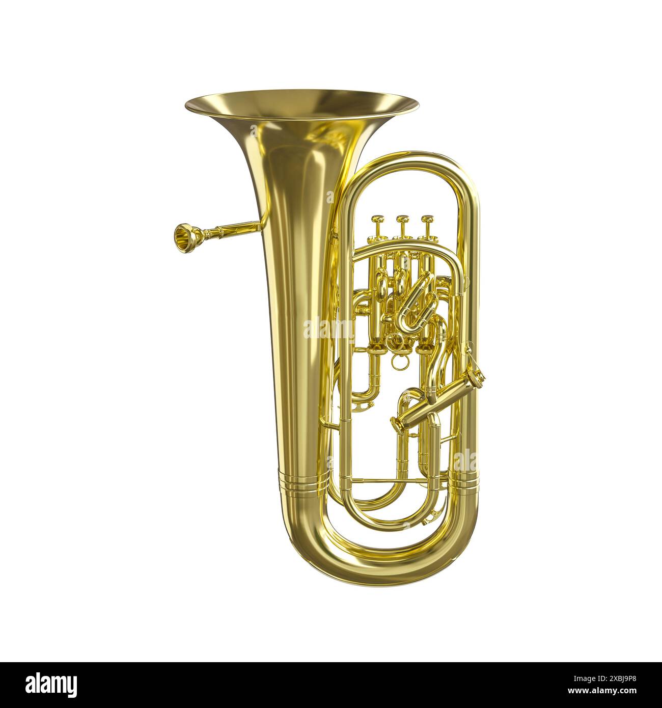 3d rendu tuba doré fond blanc isolé, musique d'orchestre Banque D'Images