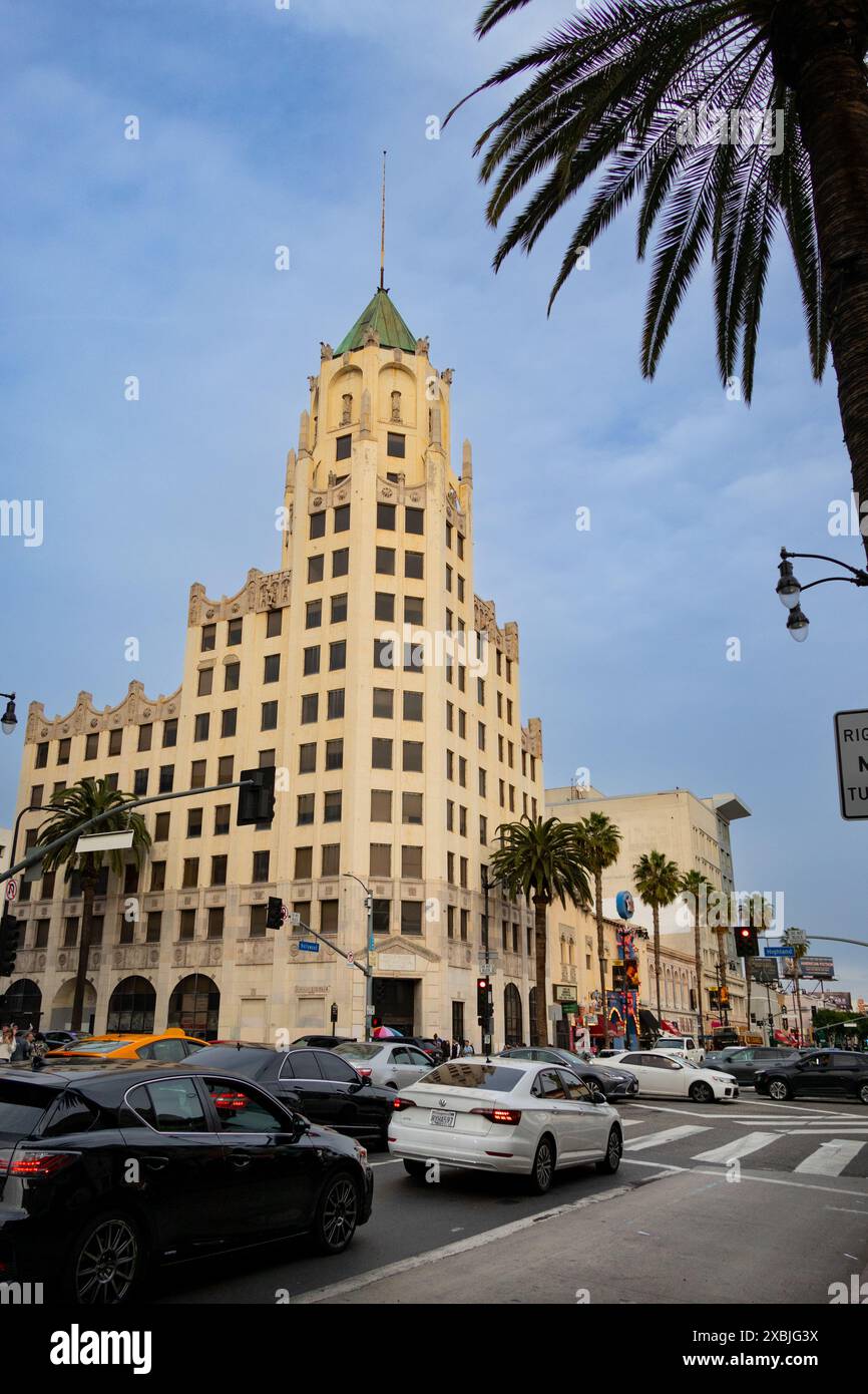 Hollywood First National Bank Building à l'angle nord-est de Hollywood Blvd et Highland Ave Banque D'Images