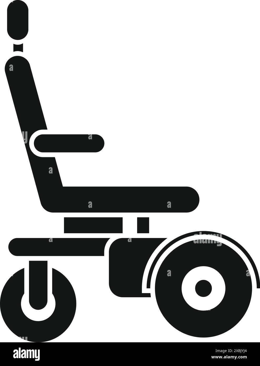 Silhouette d'un fauteuil roulant électrique moderne, représentant la technologie d'assistance pour les personnes à mobilité réduite Illustration de Vecteur