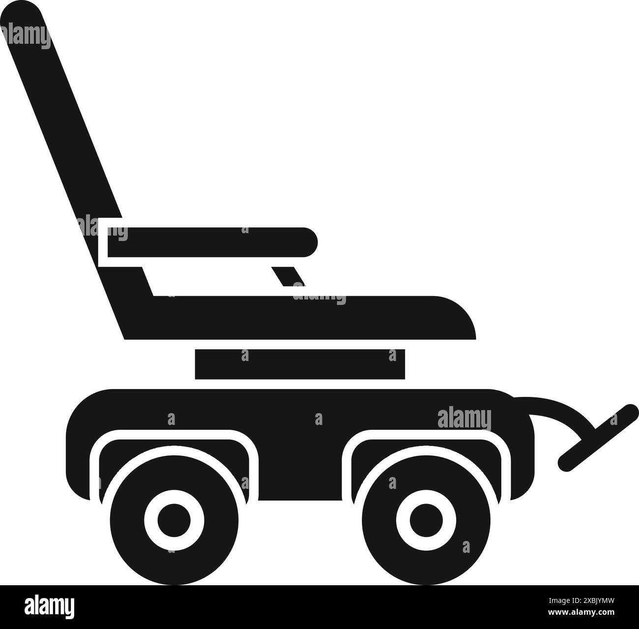 Vue latérale d’un fauteuil roulant électrique, soulignant son rôle dans l’amélioration de la mobilité et de l’autonomie des personnes handicapées Illustration de Vecteur