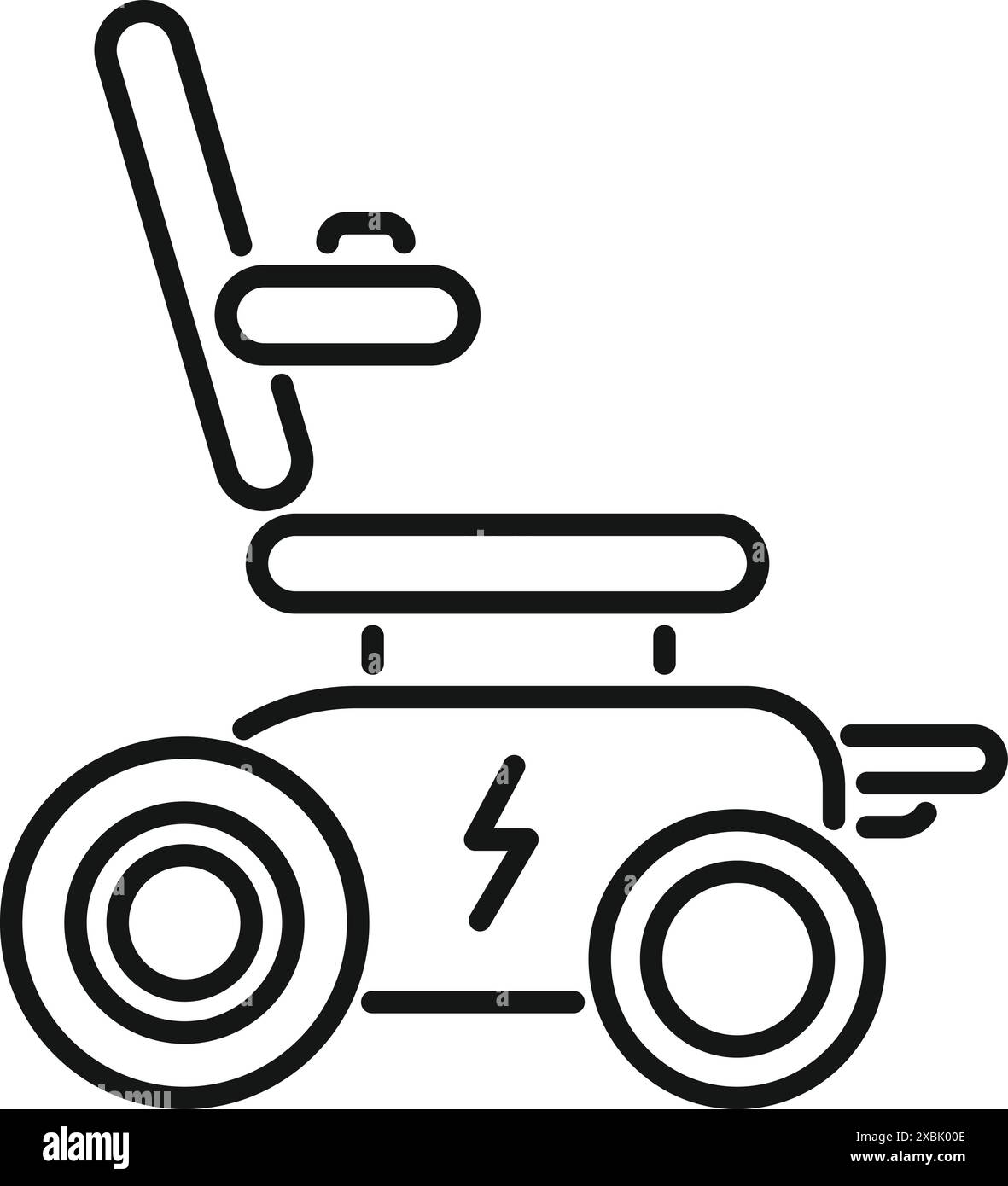 Dessin au trait d'un fauteuil roulant électrique, soulignant son rôle dans l'amélioration de la mobilité et de l'autonomie des personnes handicapées Illustration de Vecteur