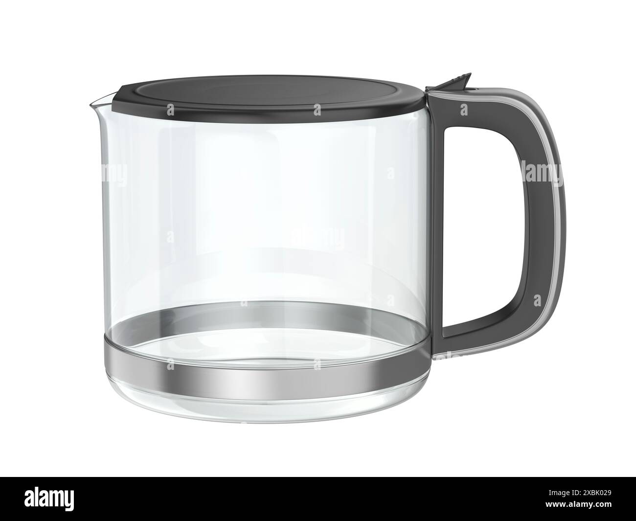 Pichet en verre vide pour le café ou le thé sur un fond blanc Banque D'Images