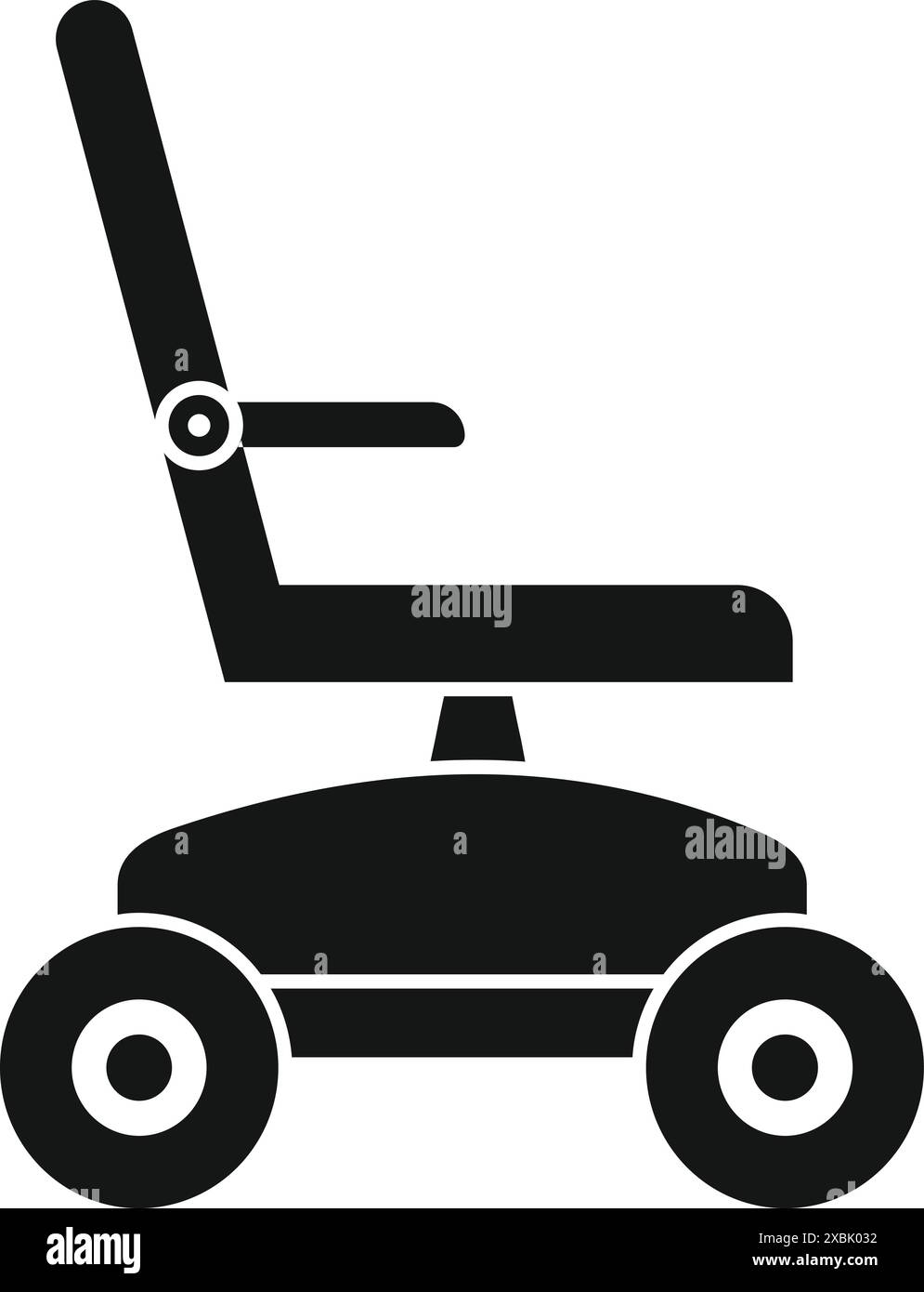 Silhouette noire d'un fauteuil roulant électrique, représentant l'assistance à la mobilité et l'indépendance Illustration de Vecteur