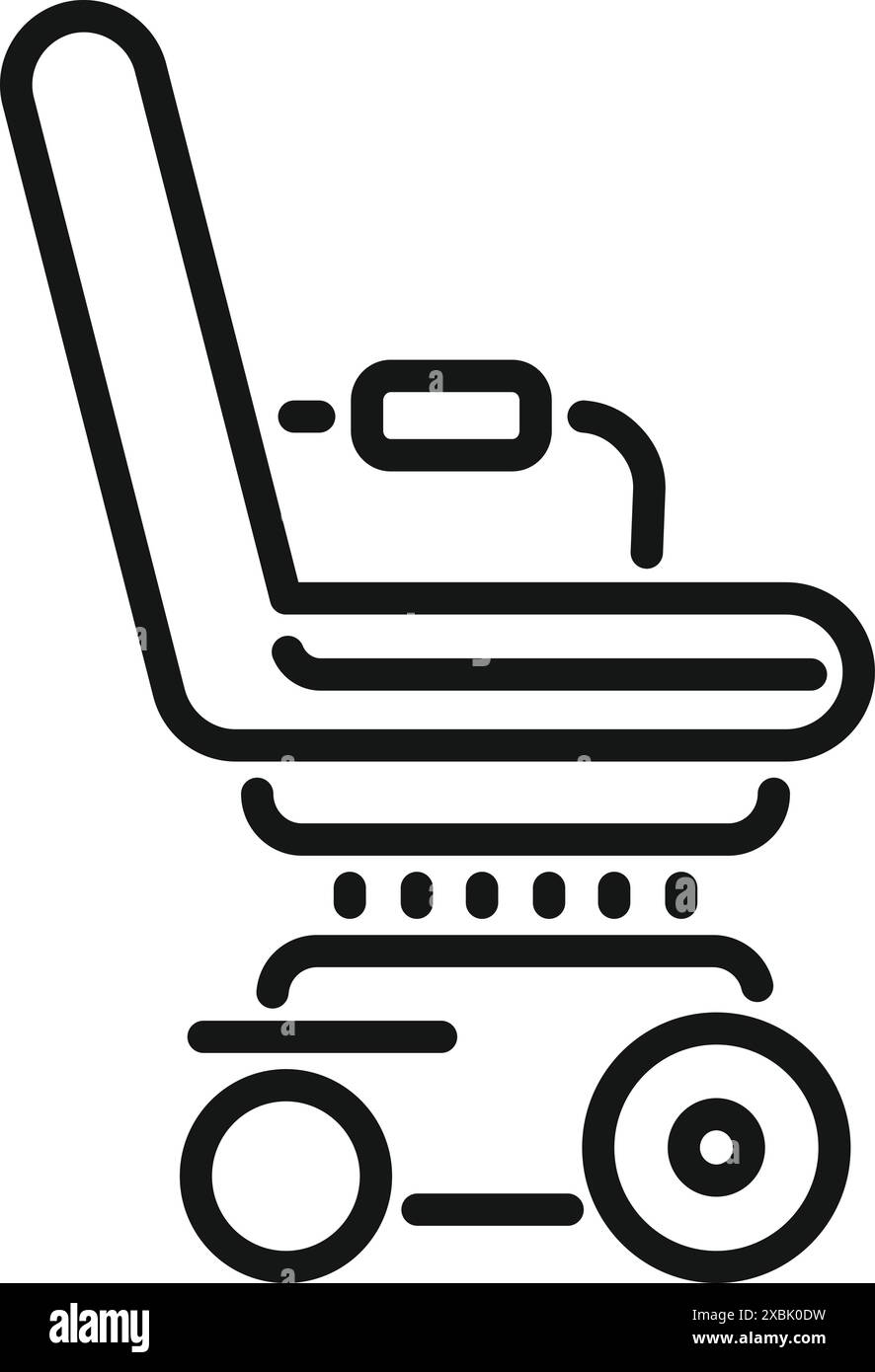 Icône noire et blanche d'un fauteuil roulant électrique, offrant une mobilité et une liberté accrues pour les personnes handicapées Illustration de Vecteur