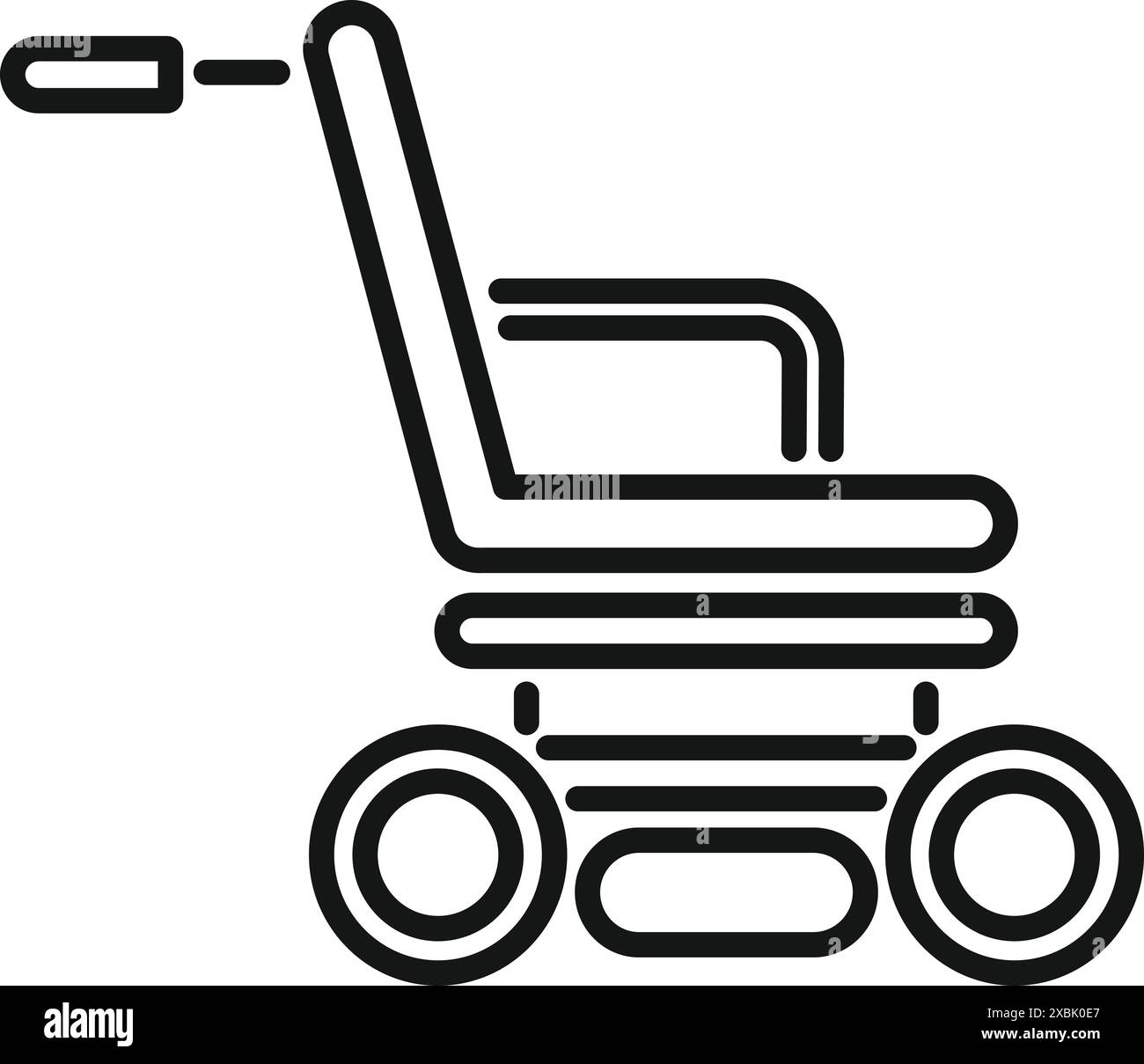 Icône de contour noir d'un fauteuil roulant électrique, symbolisant l'accessibilité et la technologie d'assistance Illustration de Vecteur