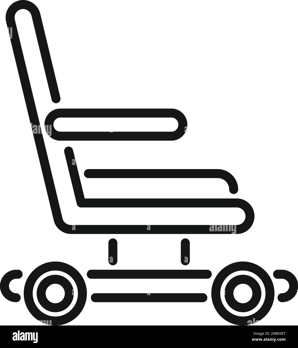 Icône de ligne simple d'un fauteuil roulant électrique, mettant en évidence l'accessibilité et la technologie d'assistance pour les personnes ayant une mobilité réduite Illustration de Vecteur