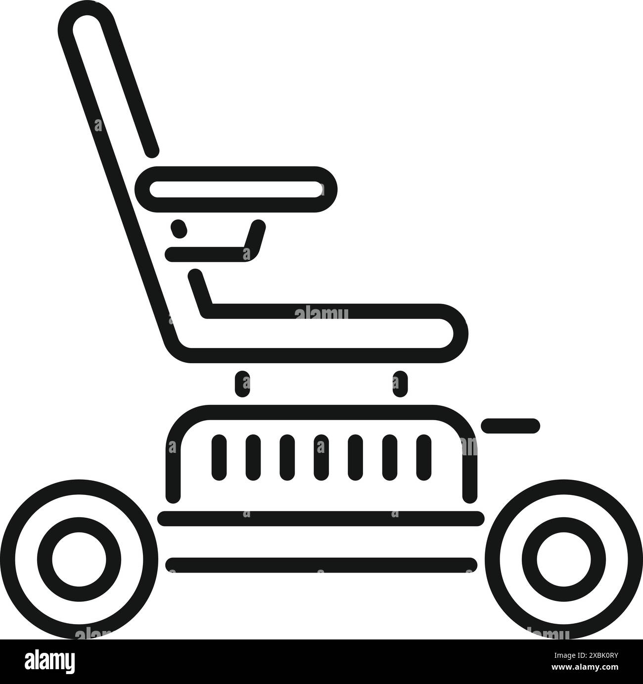 Illustration stylisée d'art au trait d'un fauteuil roulant électrique, soulignant son rôle dans l'amélioration de la mobilité Illustration de Vecteur