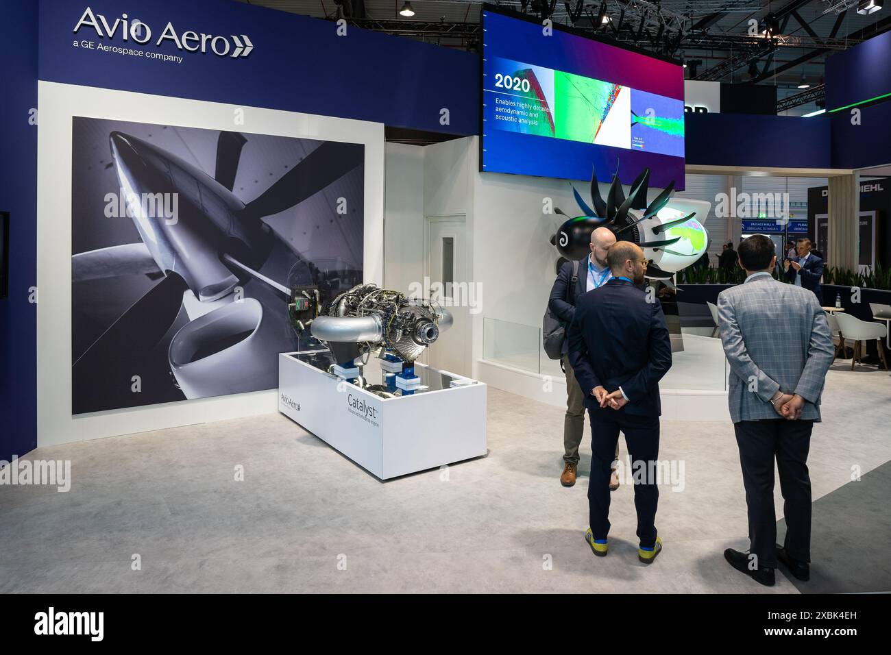 Le stand d'Avio Aero - est la filiale italienne GE Aviation, produisant des modules et des composants pour les moteurs d'aviation. Banque D'Images