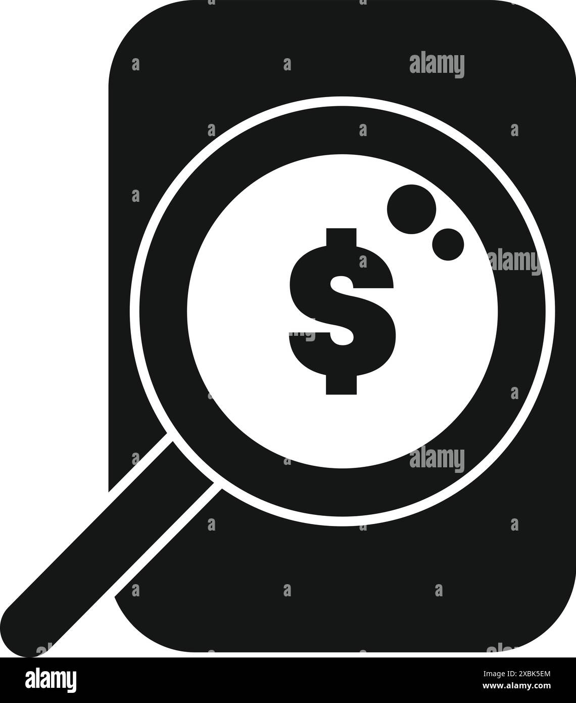 La loupe inspecte un signe dollar affiché sur un écran de téléphone intelligent, symbolisant les services bancaires mobiles, les paiements en ligne et la technologie financière Illustration de Vecteur