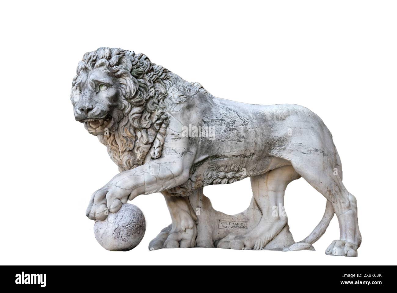 Lion à Loggia dei Lanzi image PNG, Piazza della Signoria, Florence, Italie. Renaissance de la statue 1600 de Flaminio Vacca. Banque D'Images