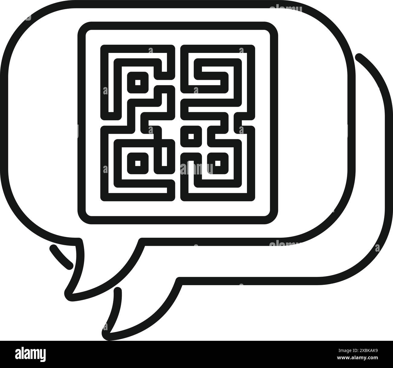 Bulle de parole contenant un code qr, symbolisant l'intégration de la technologie numérique dans la communication moderne Illustration de Vecteur