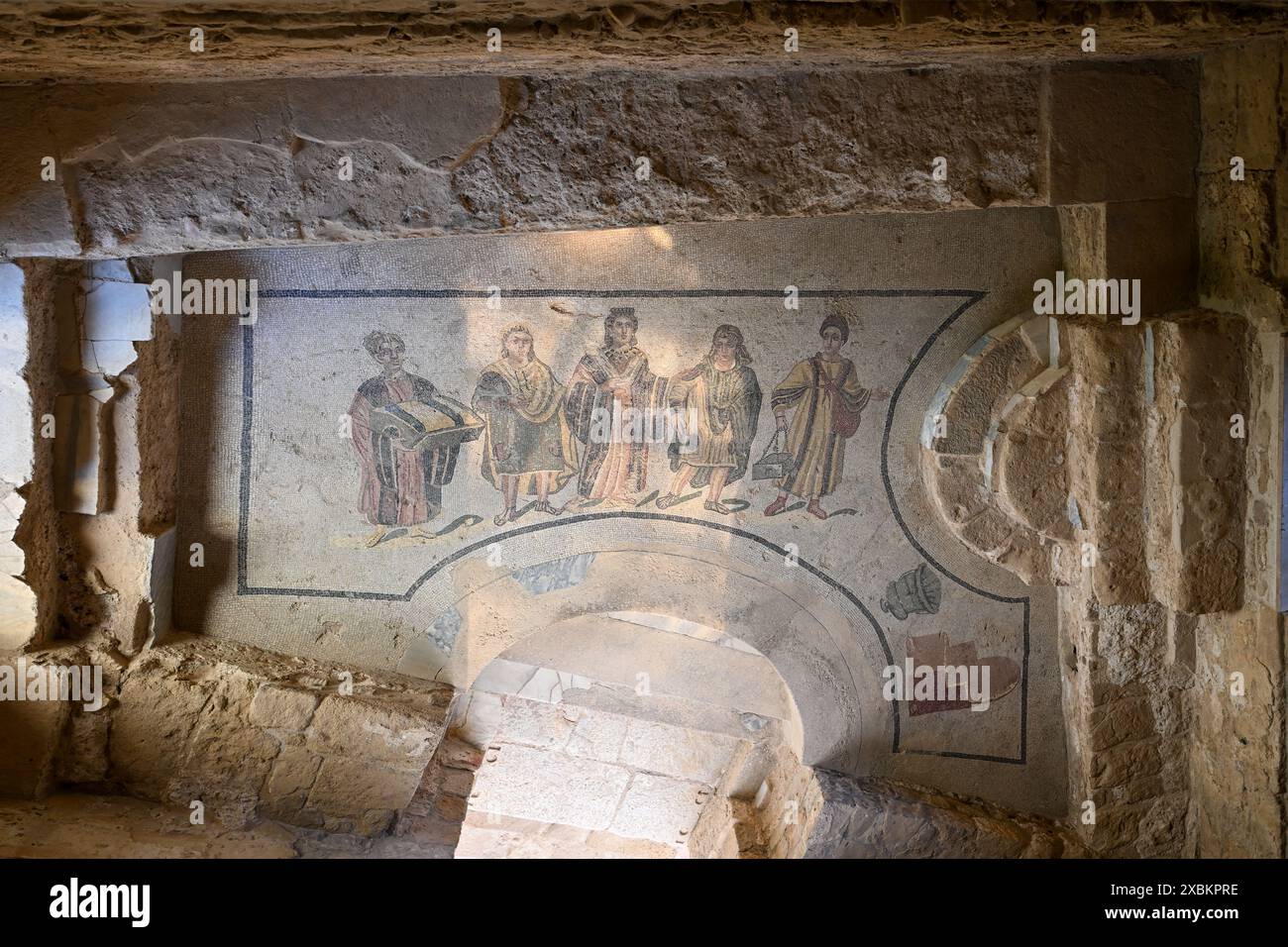 Mosaïques romaines à Villa Romana del Casale, Piazza Armerina, Sicile, Italie, site du patrimoine mondial de l'UNESCO Banque D'Images