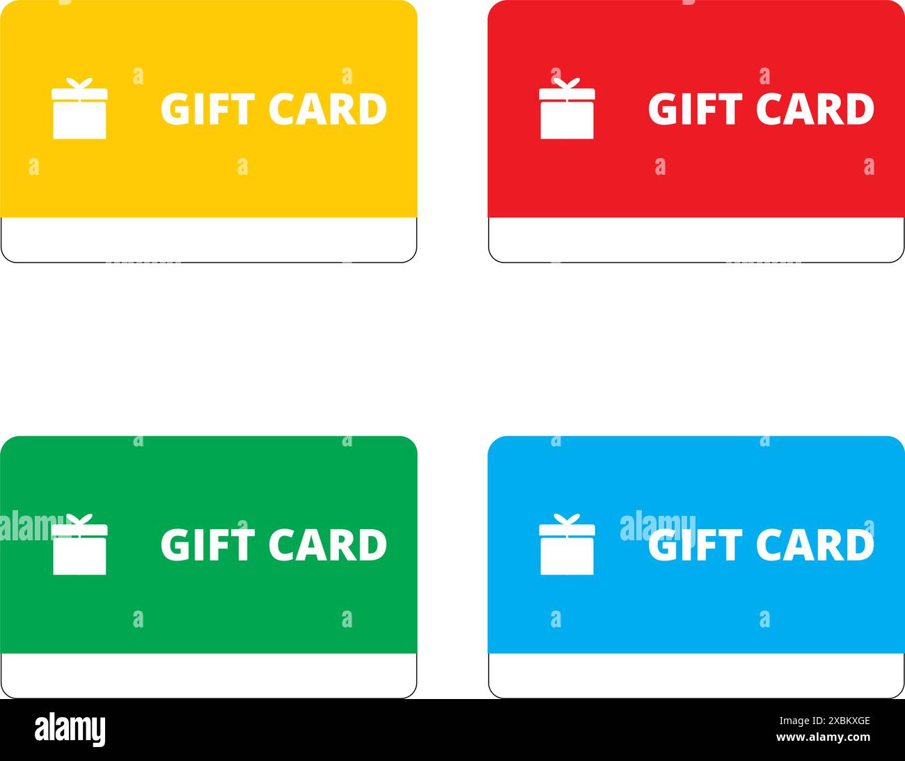 Cartes-cadeaux colorées avec un cadeau dessiné et un espace de copie sur un fond blanc Illustration de Vecteur
