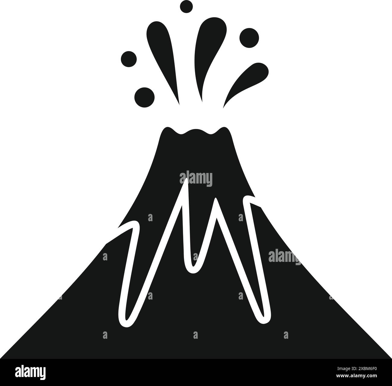 Icône simple d'un volcan en éruption de lave et de fumée Illustration de Vecteur
