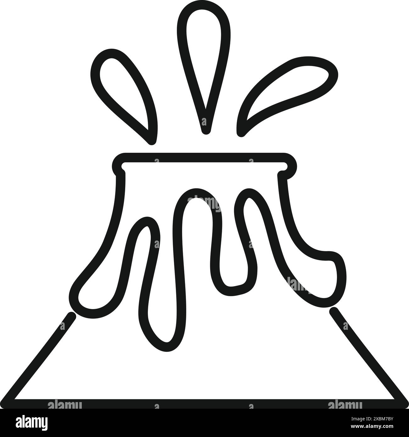 Icône de contour de lave en éruption volcanique représentant l'activité volcanique Illustration de Vecteur