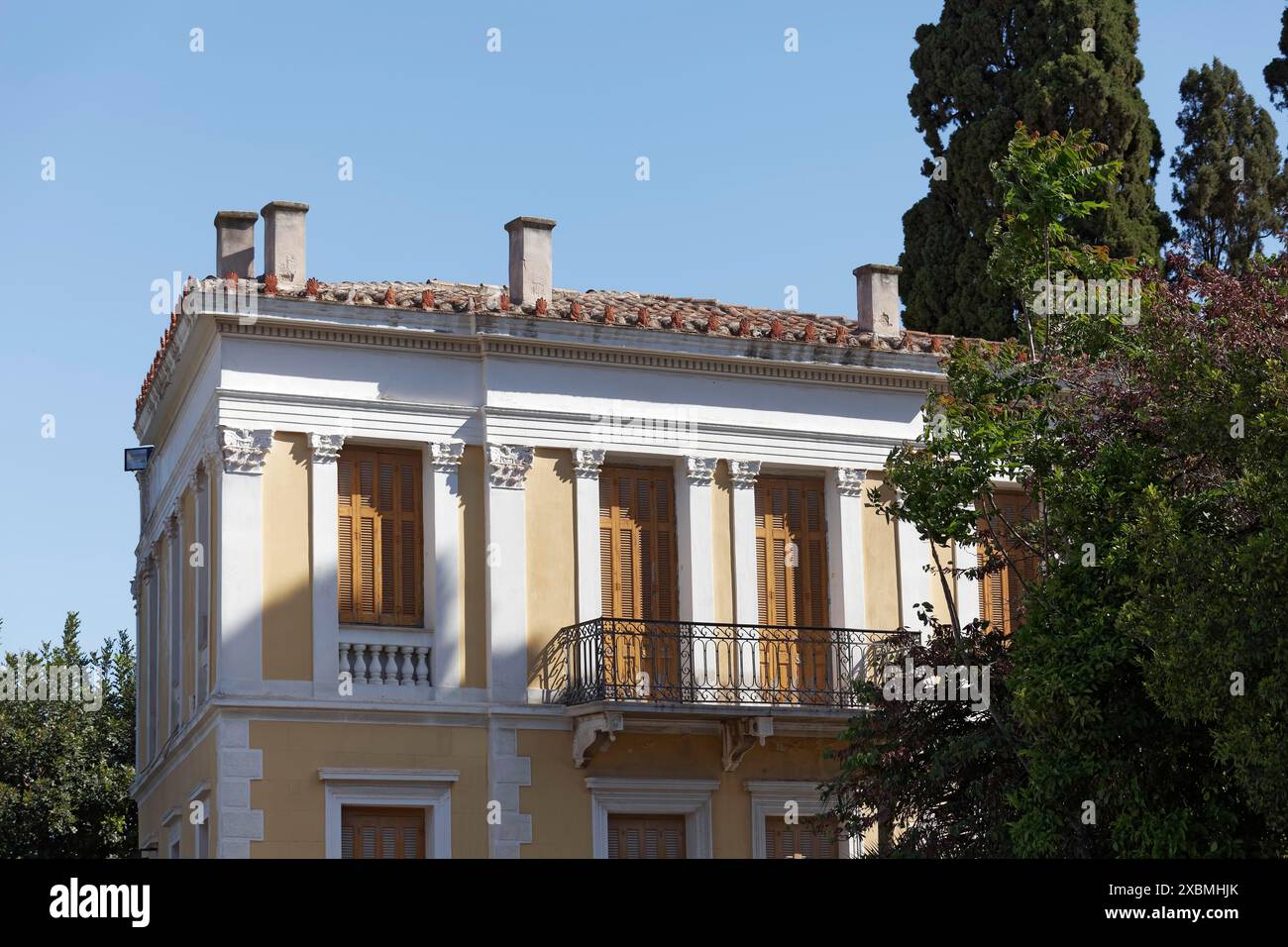 Villa néoclassique dans le centre historique de Plaka, Athènes, Grèce Banque D'Images