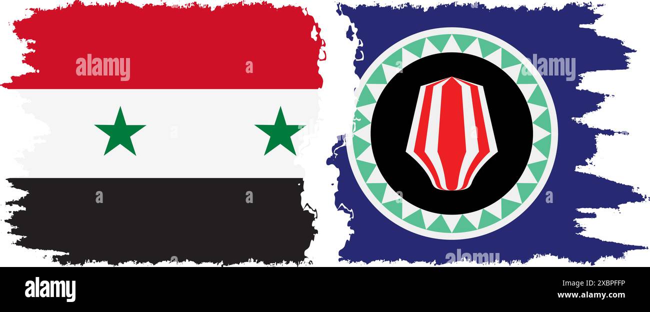 Bougainville et Syrie grunge drapeaux connexion, vecteur Illustration de Vecteur