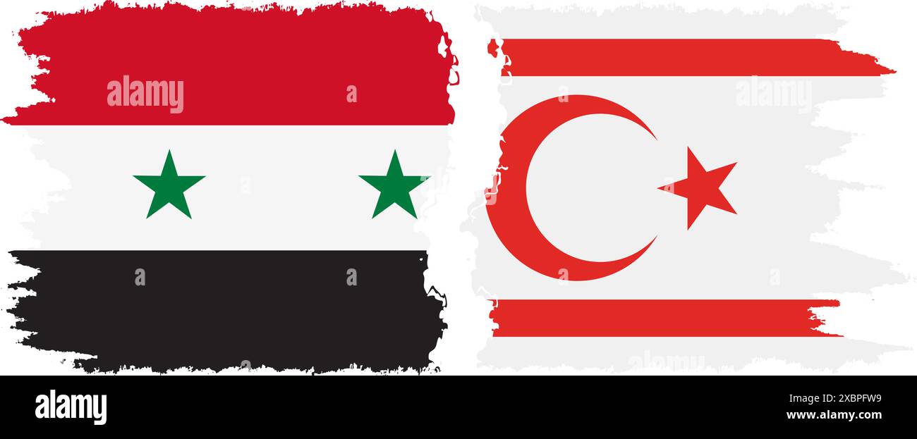 République turque de Chypre du Nord et Syrie grunge drapeaux connexion, vecteur Illustration de Vecteur