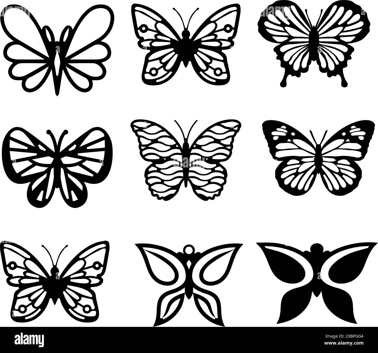 Ensemble silhouette papillon. illustration vectorielle papillon. vecteur isolé papillon sur fond blanc. Illustration de Vecteur