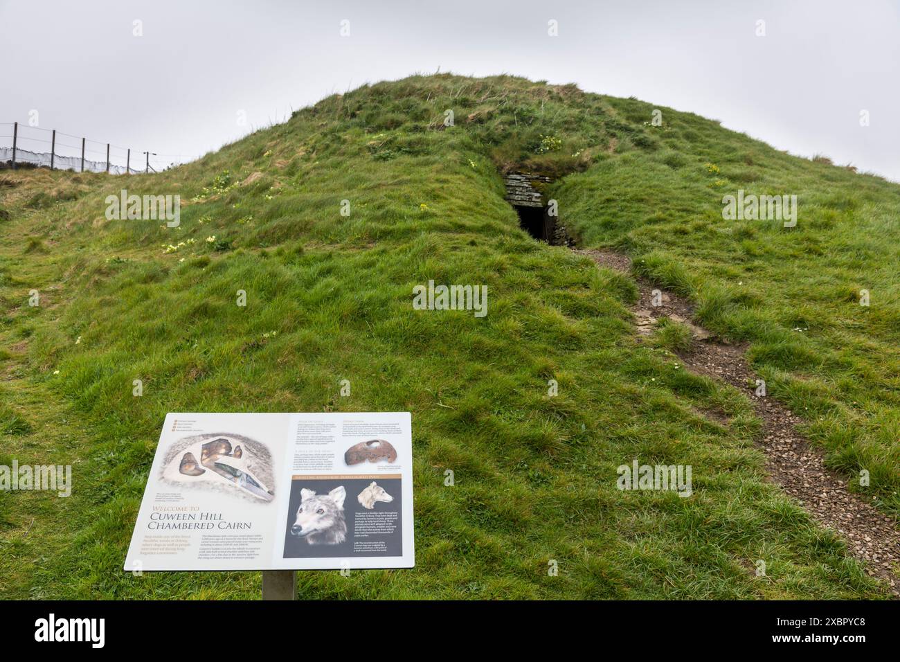 Cuween Hill Chambered Cairn, tombeau néolithique, Orcades, Écosse Banque D'Images