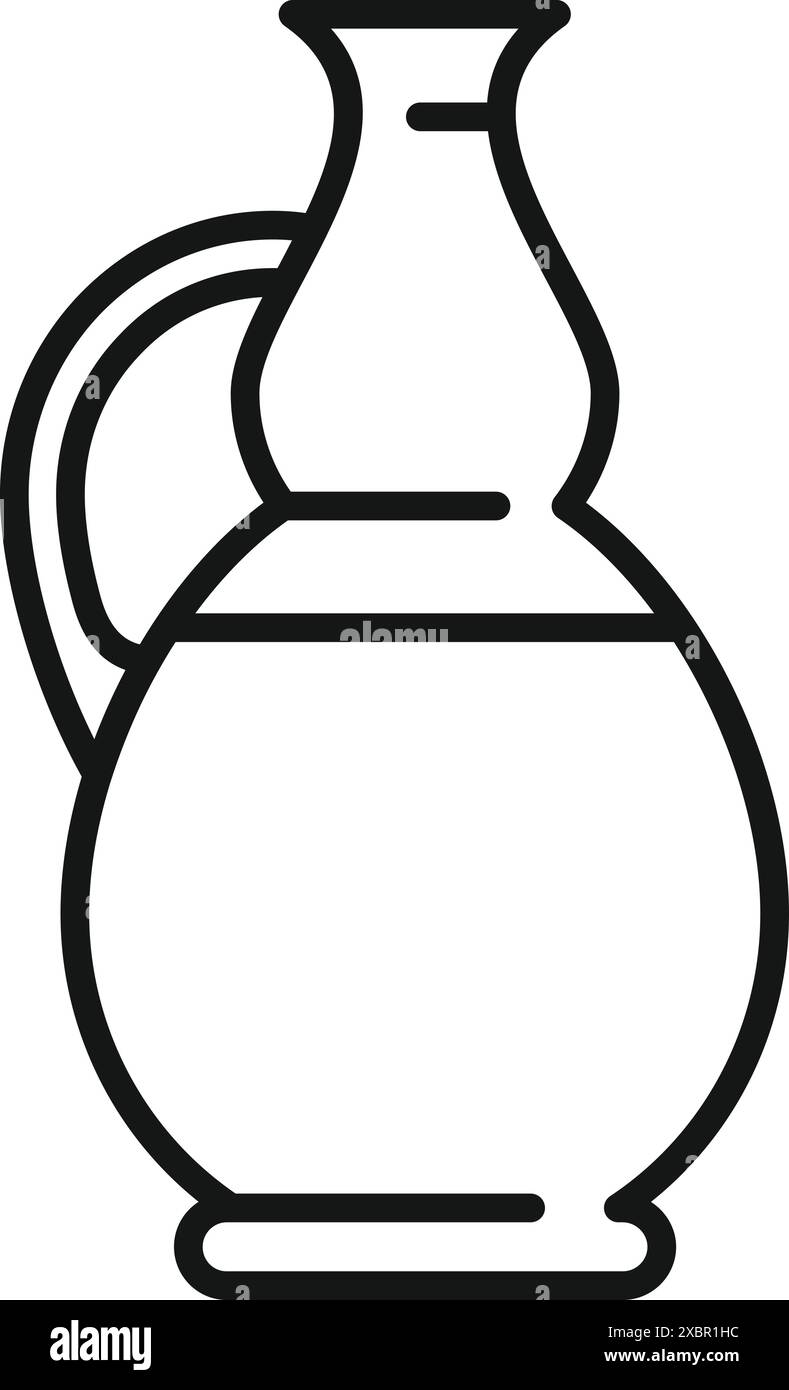 Icône de ligne simple d'une carafe traditionnelle avec un col étroit retenant l'eau Illustration de Vecteur