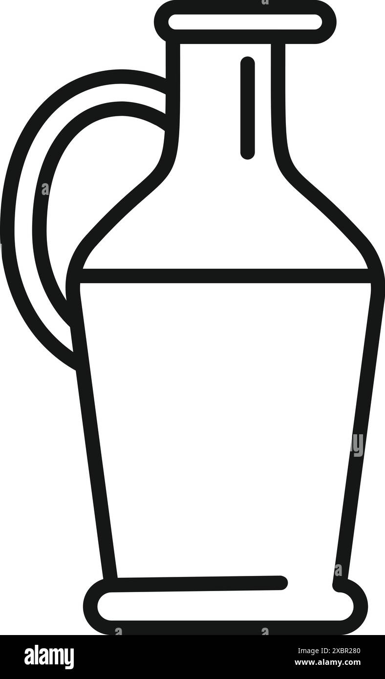 Icône d'art de ligne noir et blanc d'une bouteille d'huile d'olive, parfait pour les projets liés à la cuisine, la nourriture et la cuisine méditerranéenne Illustration de Vecteur