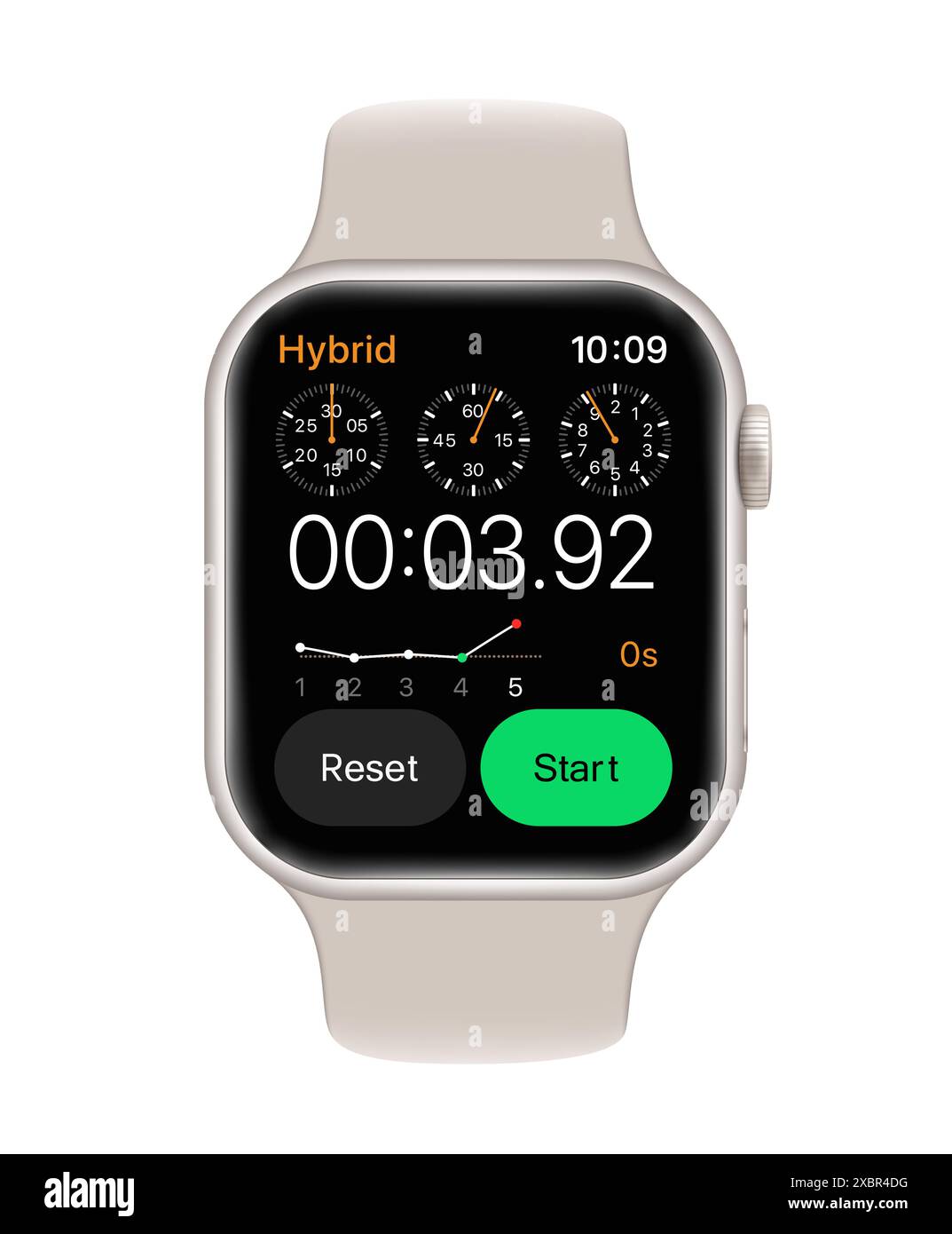 Apple Watch Series 7 avec application chronomètre et nouveau format hybride avec plusieurs minuteries Illustration de Vecteur